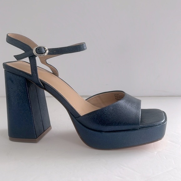 JustFab Mylah Insignia BlueI Chunky Heel Platform Peep-Toe Sandal Shoes Size 8.5 - Picture 3 of 7